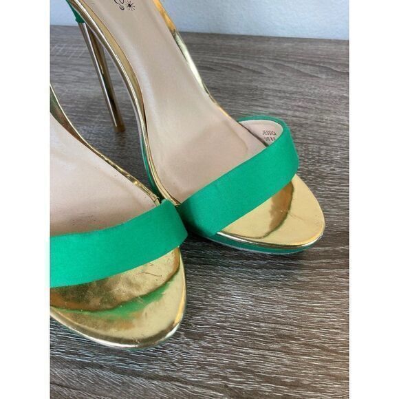 Heel‎ Sandals Open Toe Pump Size 8.5 Womens Stilettos Shoes Heels Party Green - Picture 11 of 15